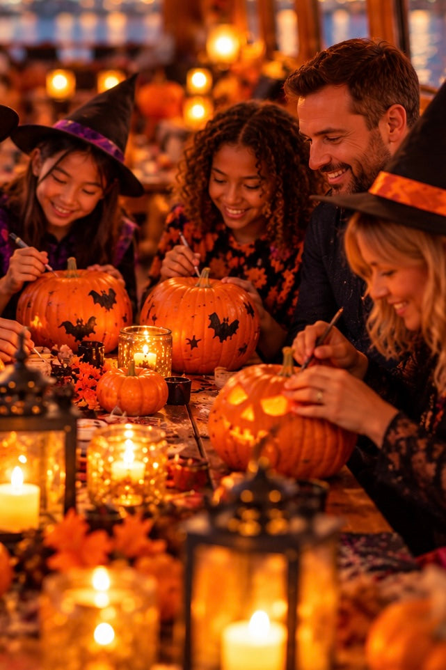Halloween Pumpkin Carving & Decorating on the Boat | Spooky Dress-Up Welcome