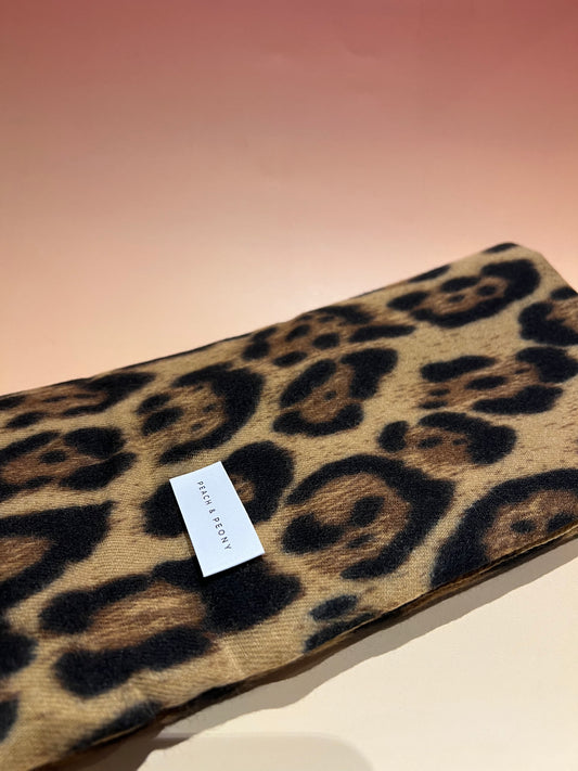Soft Leopard Print Scarf with Fringe