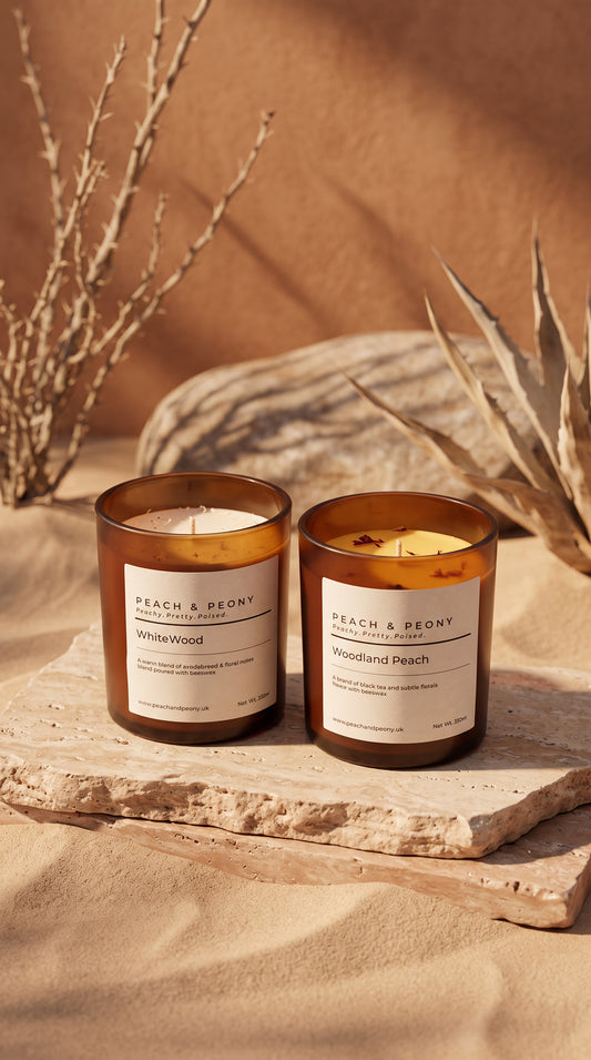 Peach & Peony Signature Botanical Collection: Handcrafted Scented Beeswax Candles