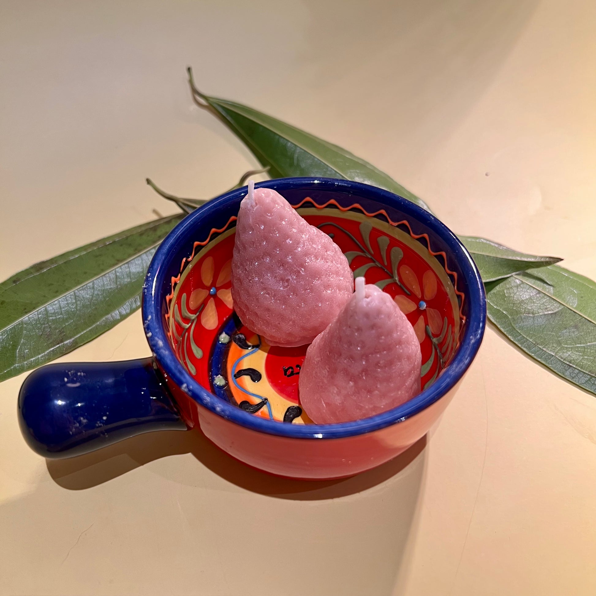 Strawberry Fruit-Inspired Beeswax Candle