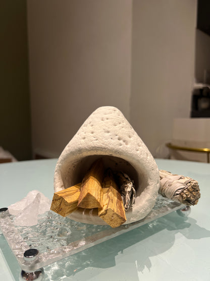 Palo Santo & Sage Cleansing Kit with Modern Concrete Holder Ritual Holder Set
