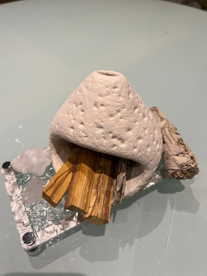 Palo Santo & Sage Cleansing Kit with Modern Concrete Holder Ritual Holder Set