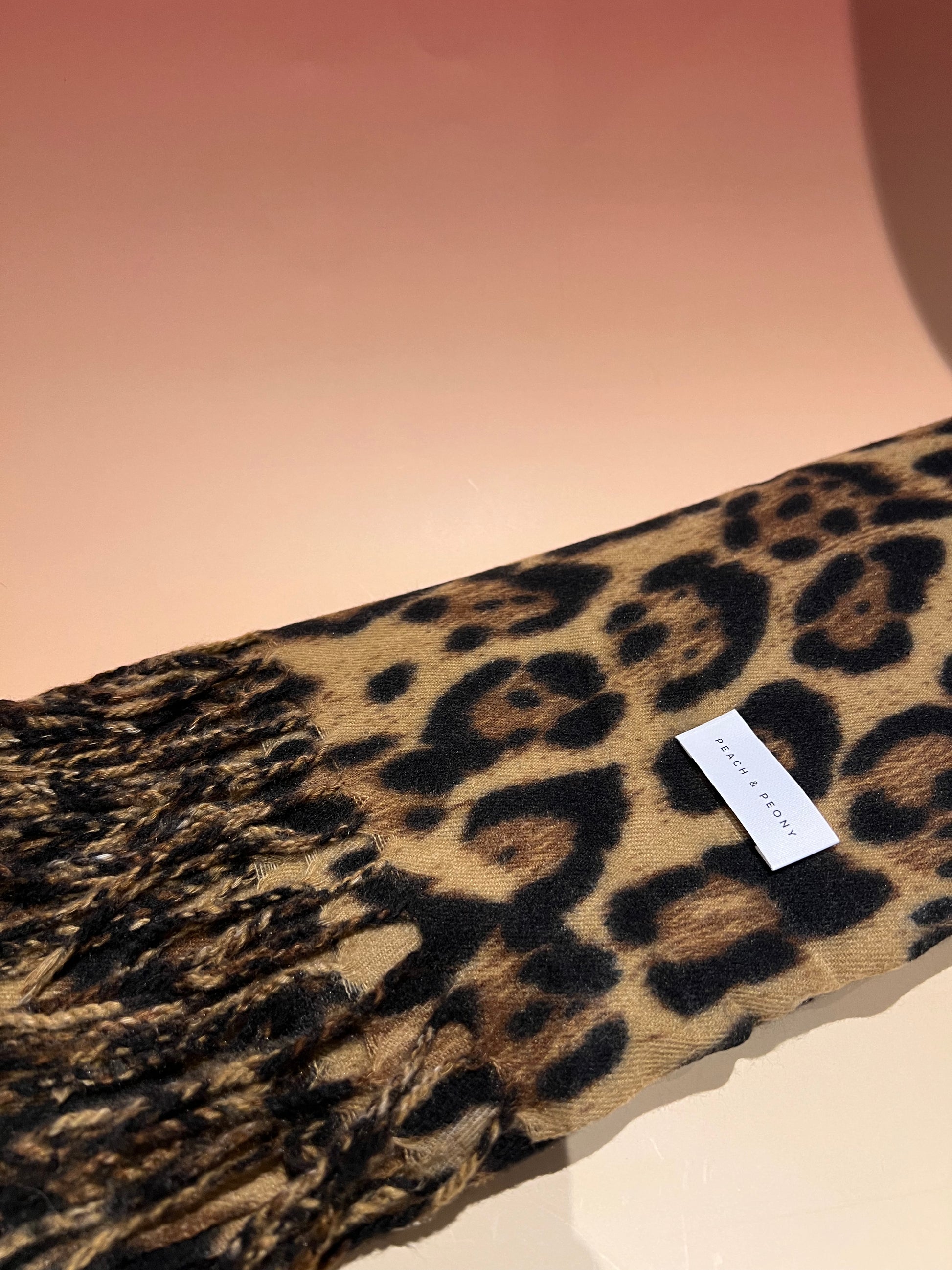 Soft Leopard Print Scarf with Fringe