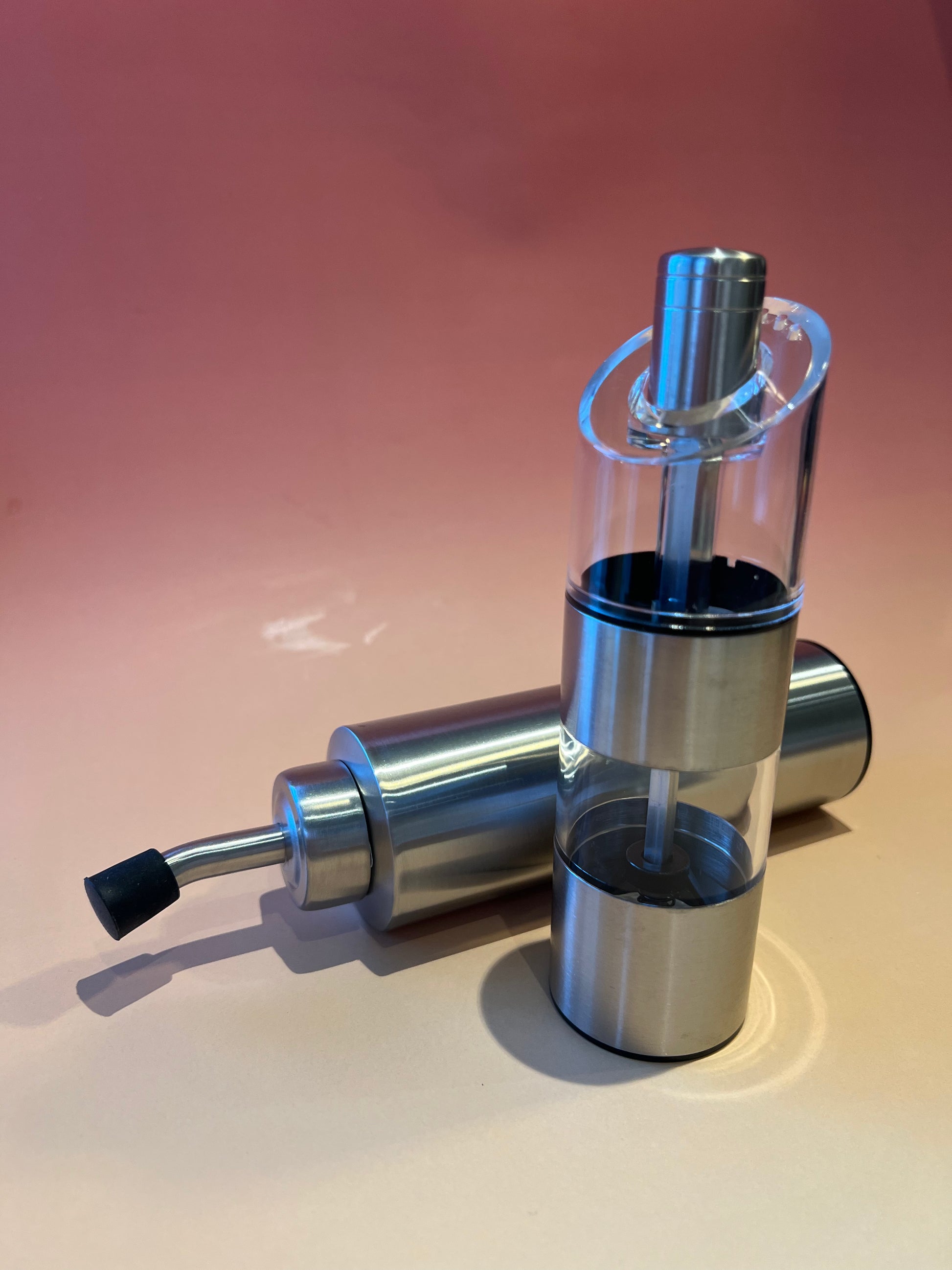 Stainless Steel Oil Dispenser Set with Salt & Pepper Mill