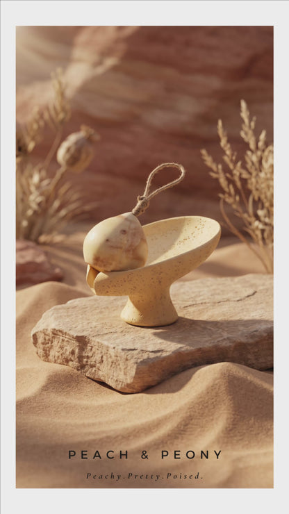 Natural Cold-Process Peach-Shaped Handmade Soap on a Rope